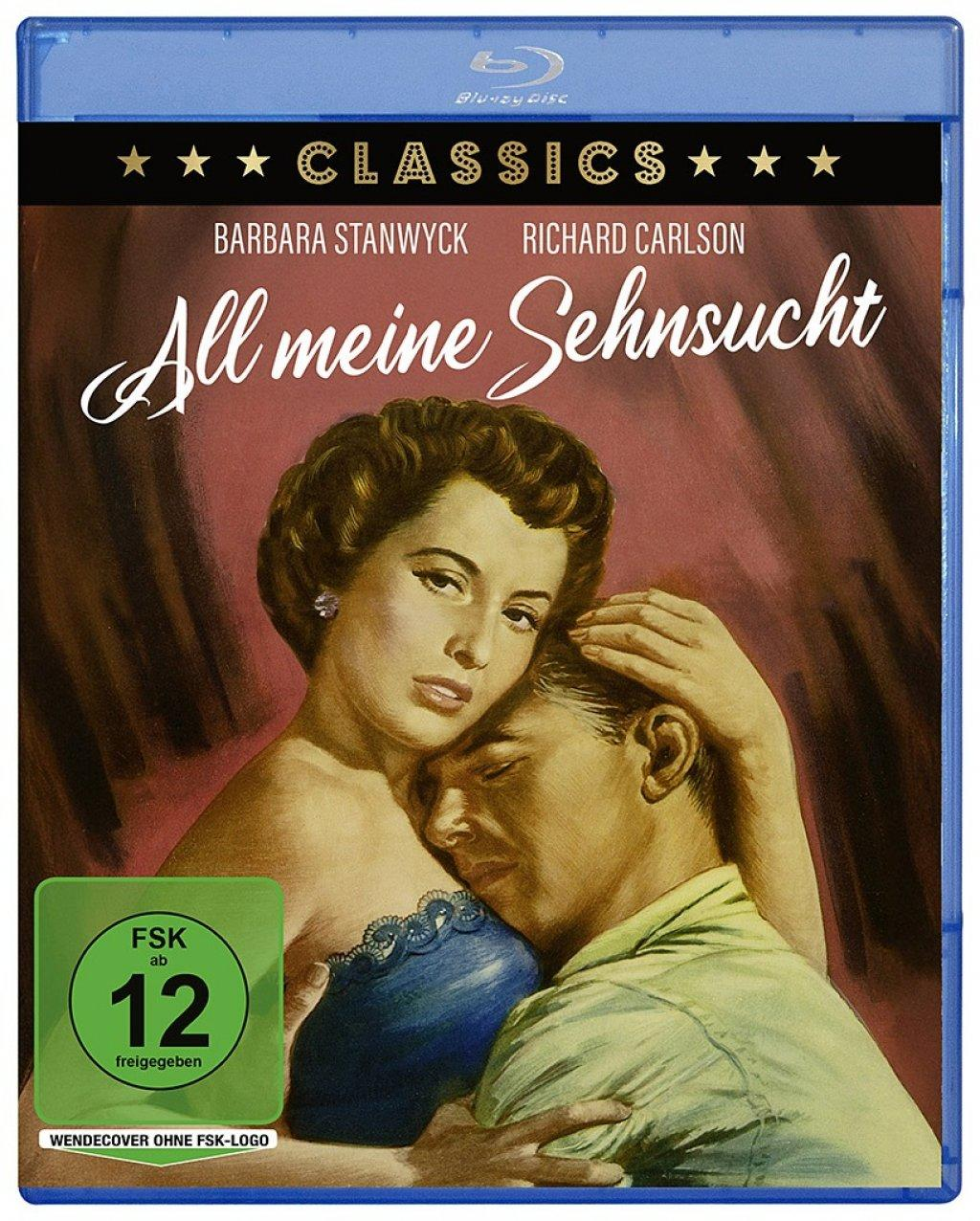 Filmcover: Paar umarmt sich. Titel 'All meine Sehnsucht' und Sterne.