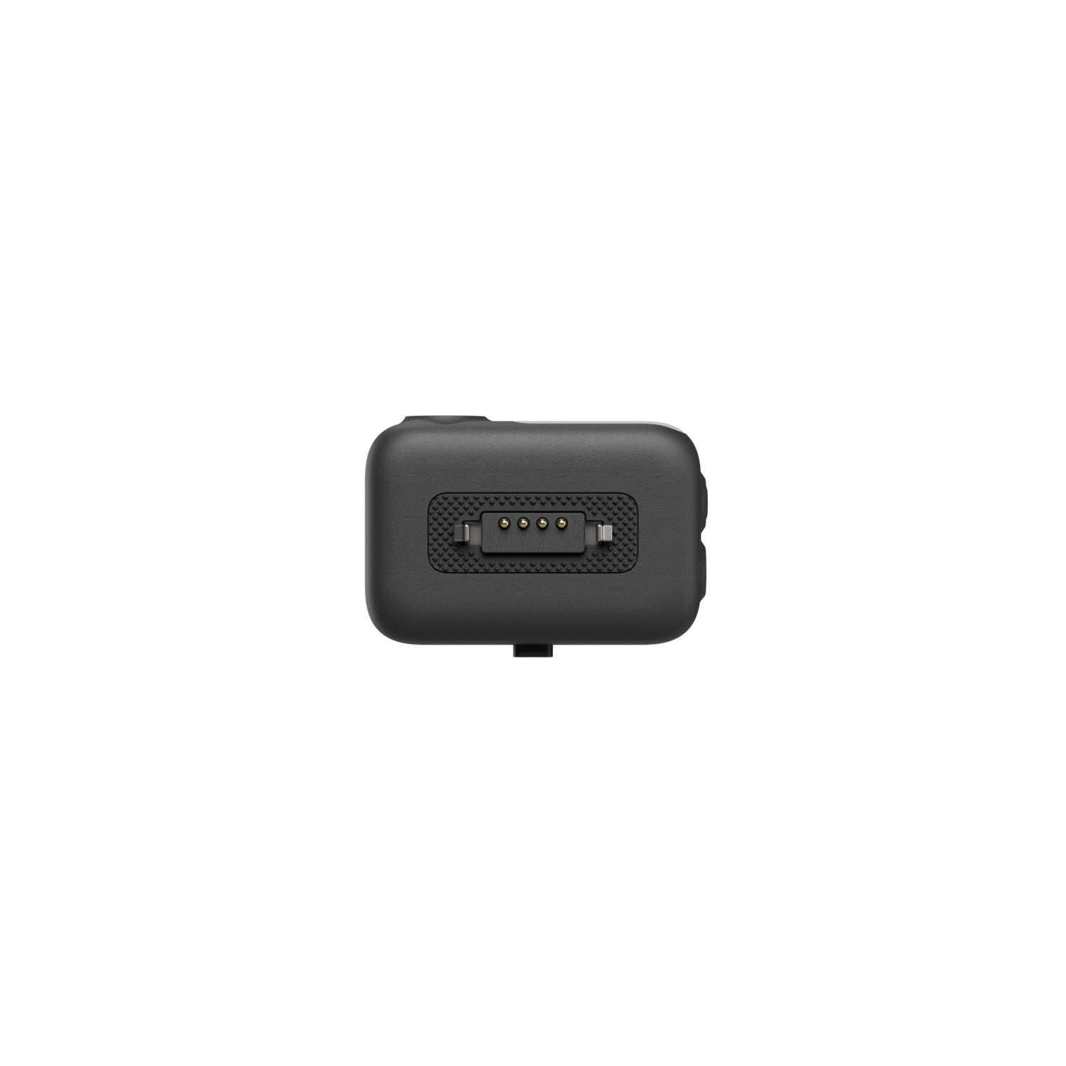 Black device with multiple pins on a black background.