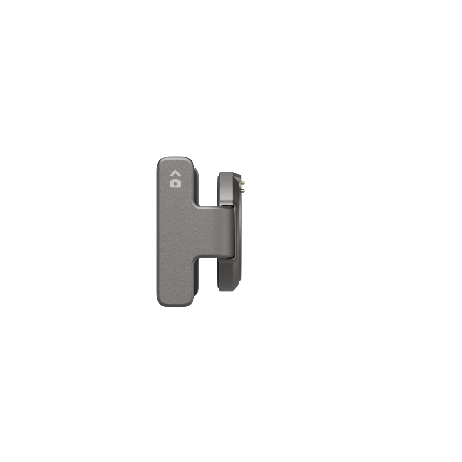 A gray hinge-like object on a black background. It is in a side view.