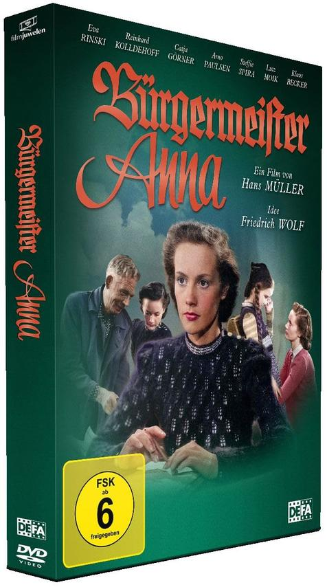 DVD-Box des Films "Bürgermeister Anna" mit Schauspielern und Text.