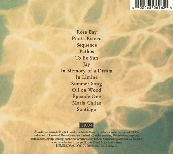 Album-Rückseite mit Titelliste, Künstlername und Copyright-Details.