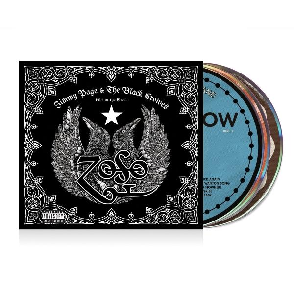Albumcover mit zwei Krähen und einem Stern. Bandname ist Jimmy Page & The Black Crowes. Zoso. Schwarz und weiß.