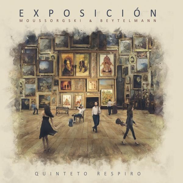 Albumcover, mit einem Gemälde einer Galerie mit Menschen. Der Titel lautet 'Exposición'.