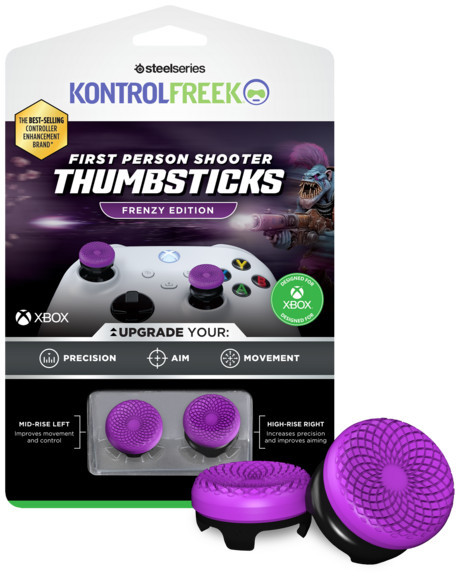 Nakładki na gałki kontrolera do gier w opakowaniu, zaprojektowane dla Xbox.