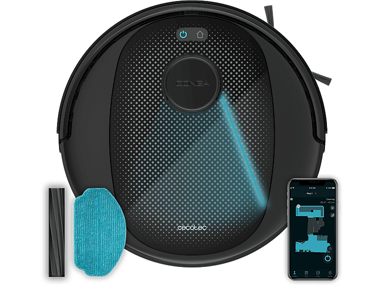 Cecotec Conga 7690 Immortal Max, 45W, Autonomía 220 min, Limpieza 4 en 1, App, WiFi, Navegación láser, 5000Pa, Black
