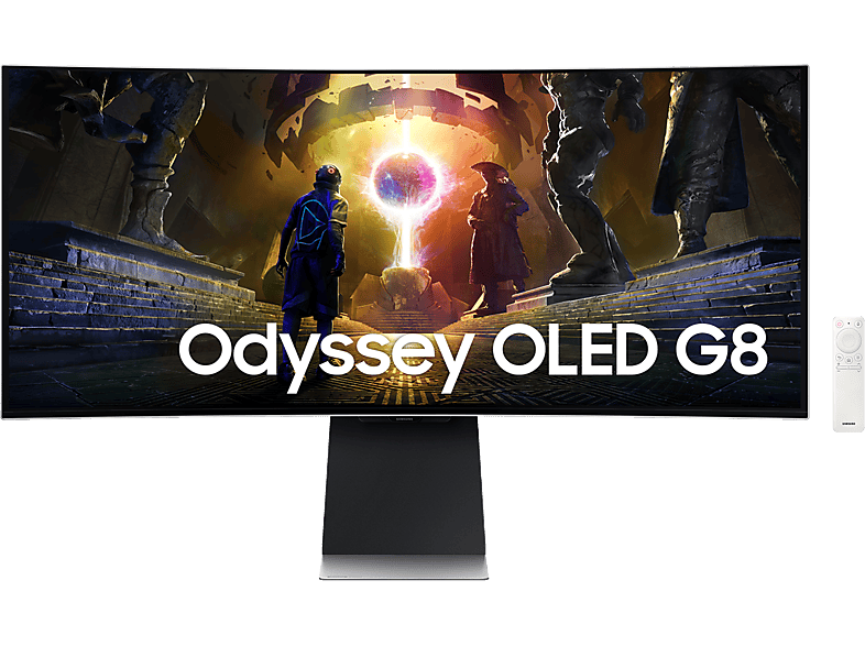 Samsung Odyssey G8 LS34DG850SUXEN, 34  UWQHD, 175 Hz, 0.03 ms, OLED, Curvo, FreeSync Premium Pro, Altura ajustable, Plata