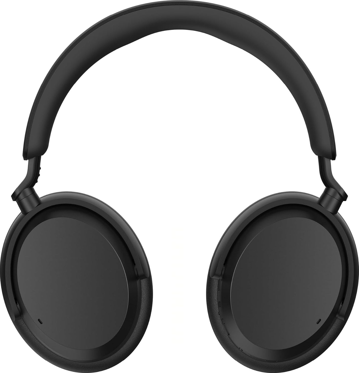 Cuffie nere. Design over-ear con archetto curvo. Estetica semplice e moderna.