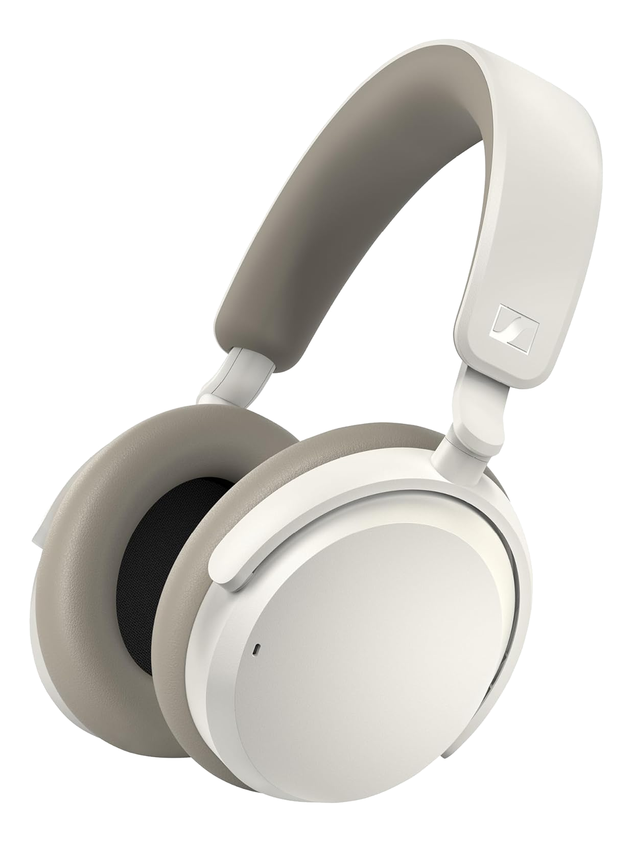 Cuffie Sennheiser bianche e grigie. Le cuffie sono over-ear e hanno un design arrotondato.