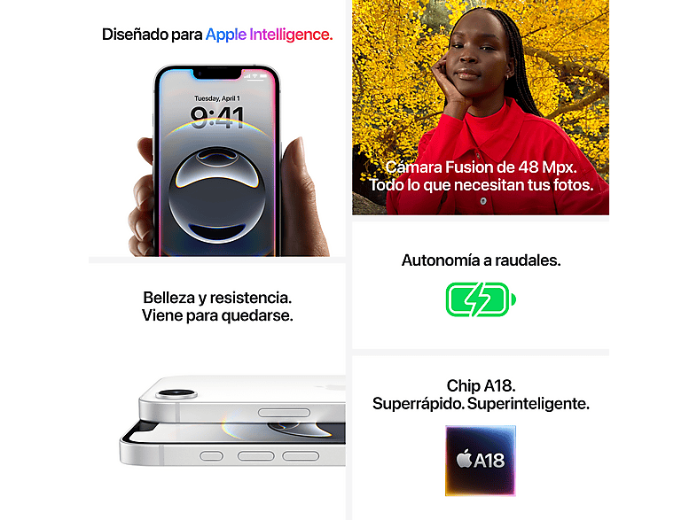 Apple iPhone 16e, Negro, 128 GB, 5G, 6.1 