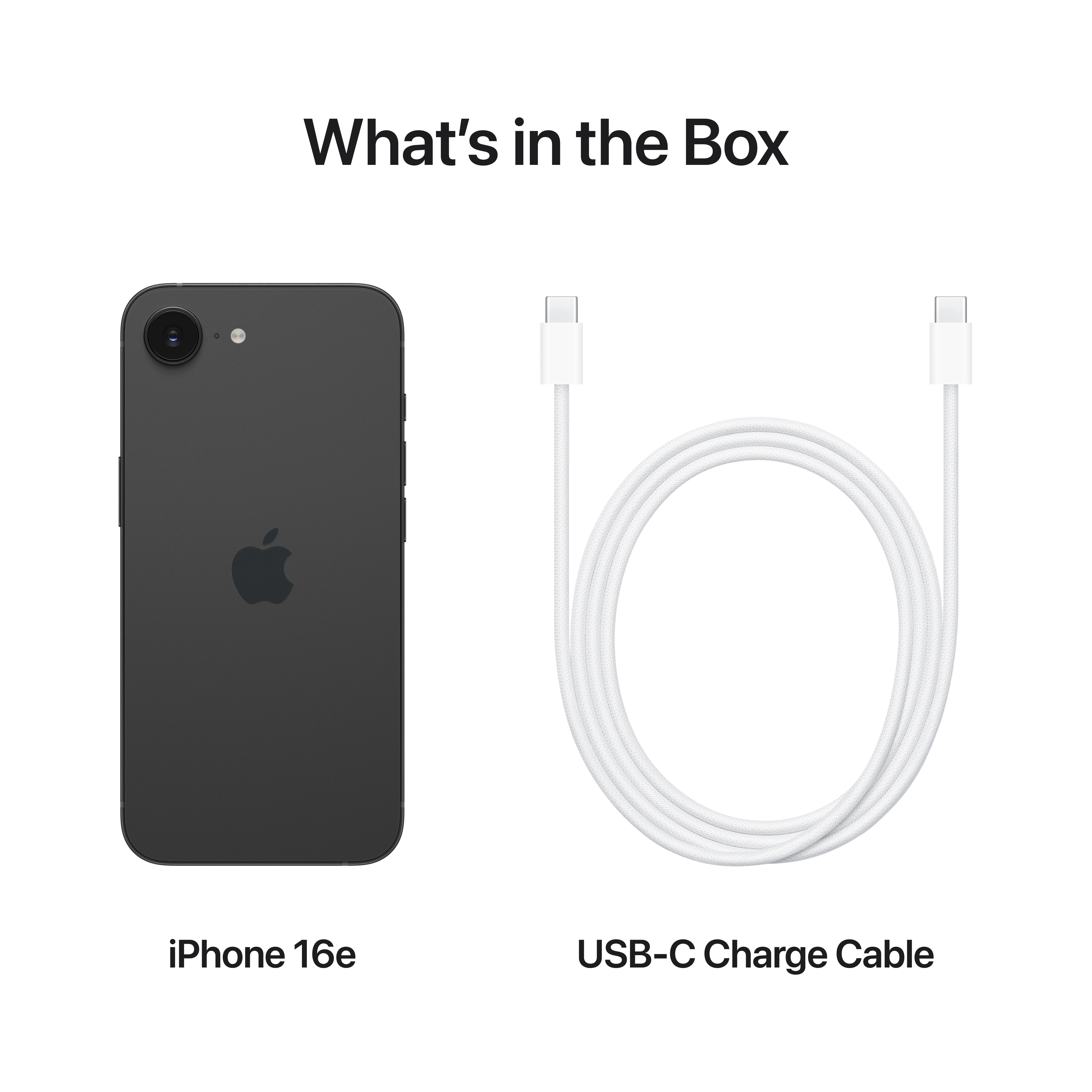 iPhone e un cavo di ricarica USB-C bianco. Testo: Cosa c'è nella scatola.
