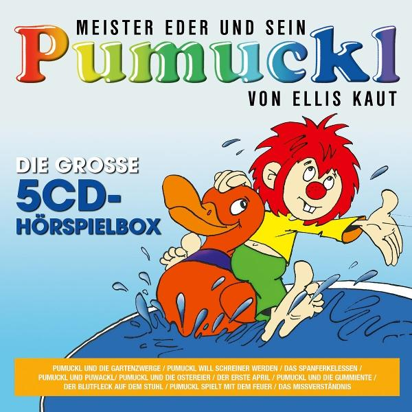 Pumuckl-CD-Cover mit Cartoon-Elf, Ente und Text.