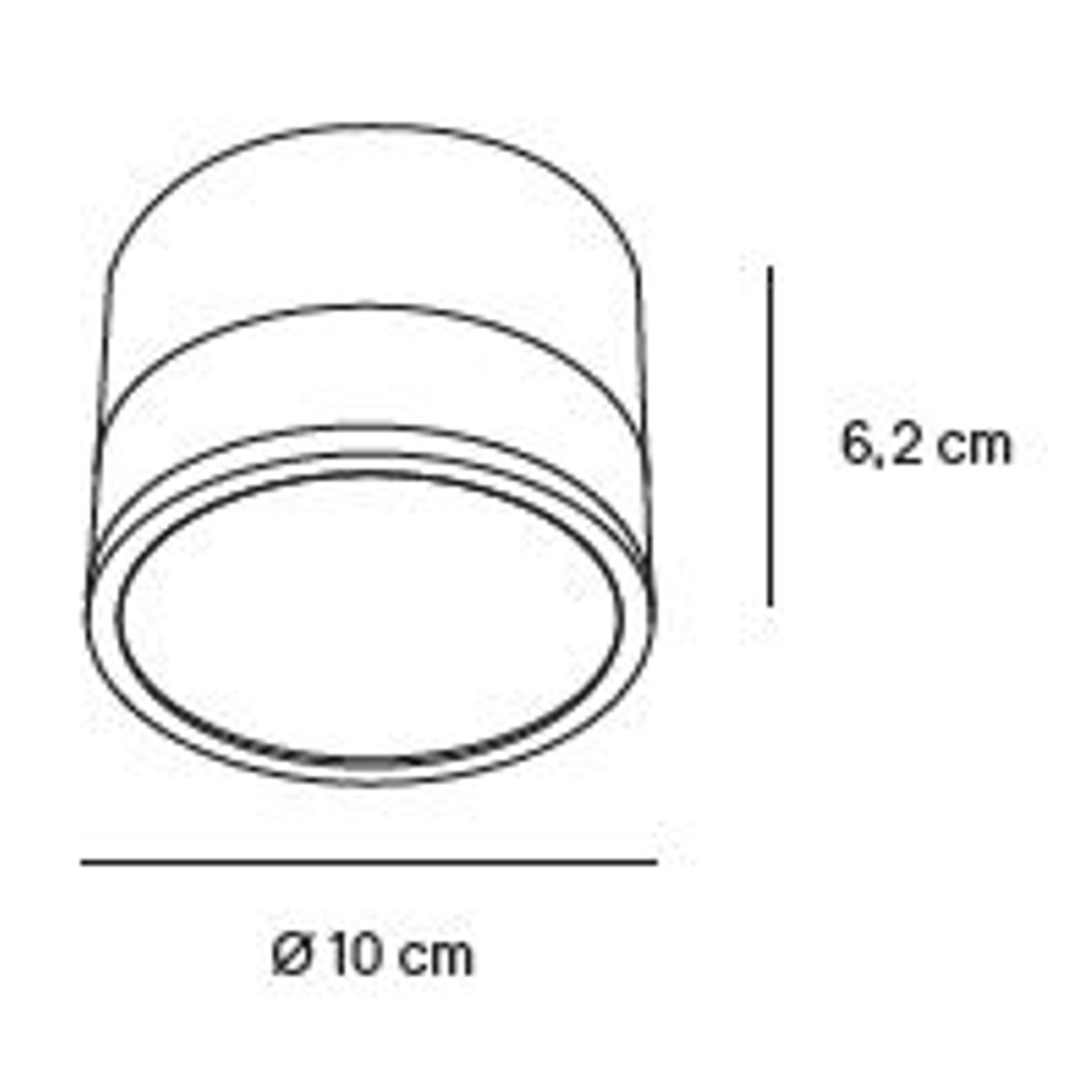 Un apparecchio di illuminazione a incasso cilindrico con dimensioni in cm.