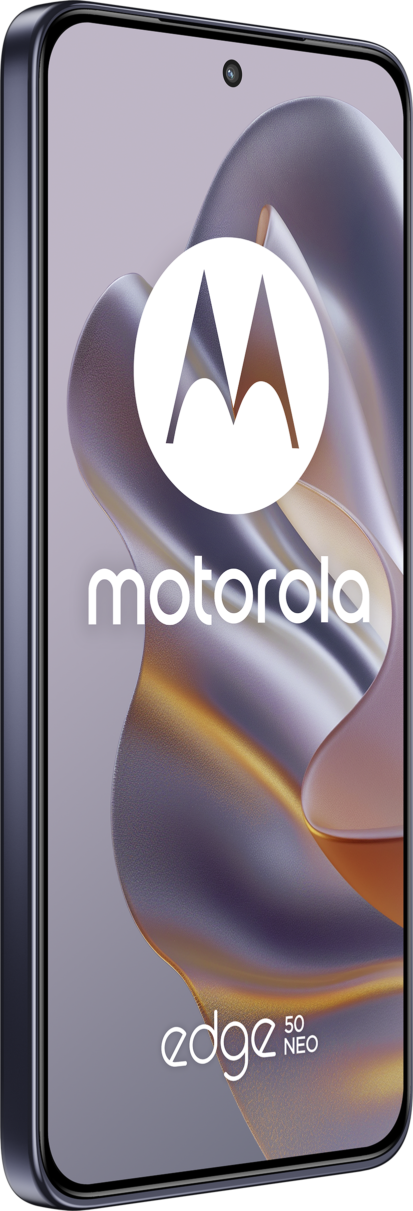 Ein Smartphone mit dem Motorola-Logo auf einem Farbverlaufshintergrund.