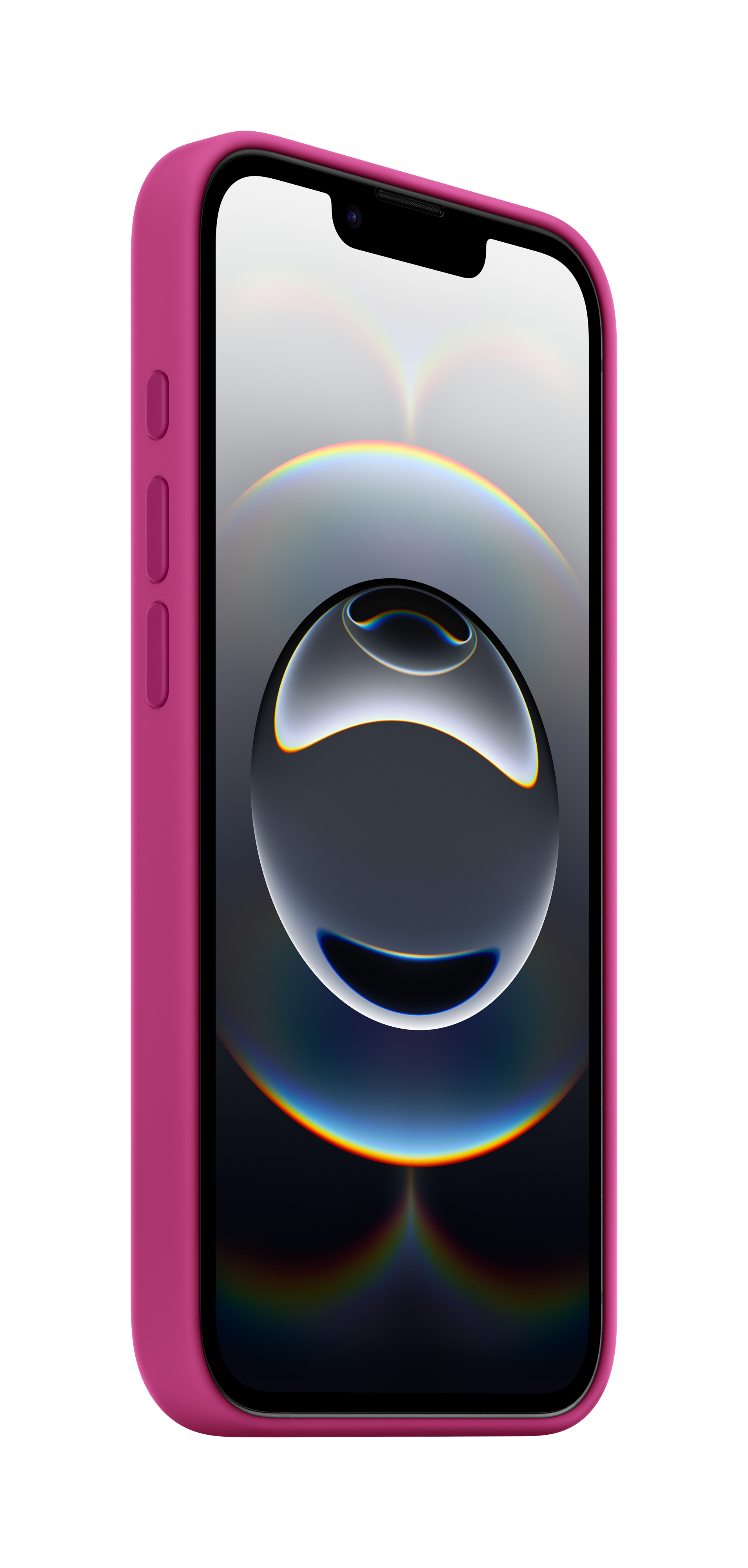Ein Telefon in einer rosa Hülle. Der Bildschirm hat ein unscharfes Bild.