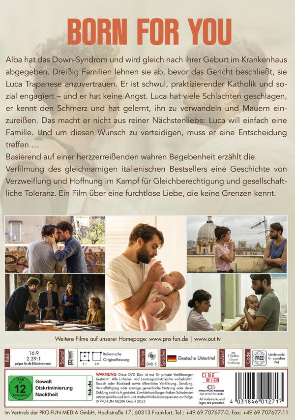 DVD-Cover für den Film 'Born For You', mit Schauspielern und Text. Text auf Deutsch.