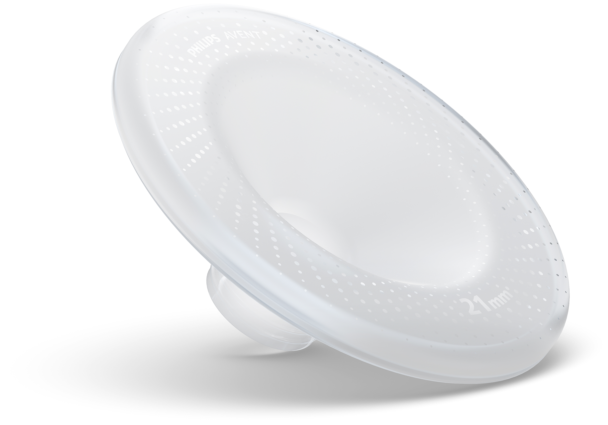 Fehér Philips Avent mellvédő 21 mm-es címkével.