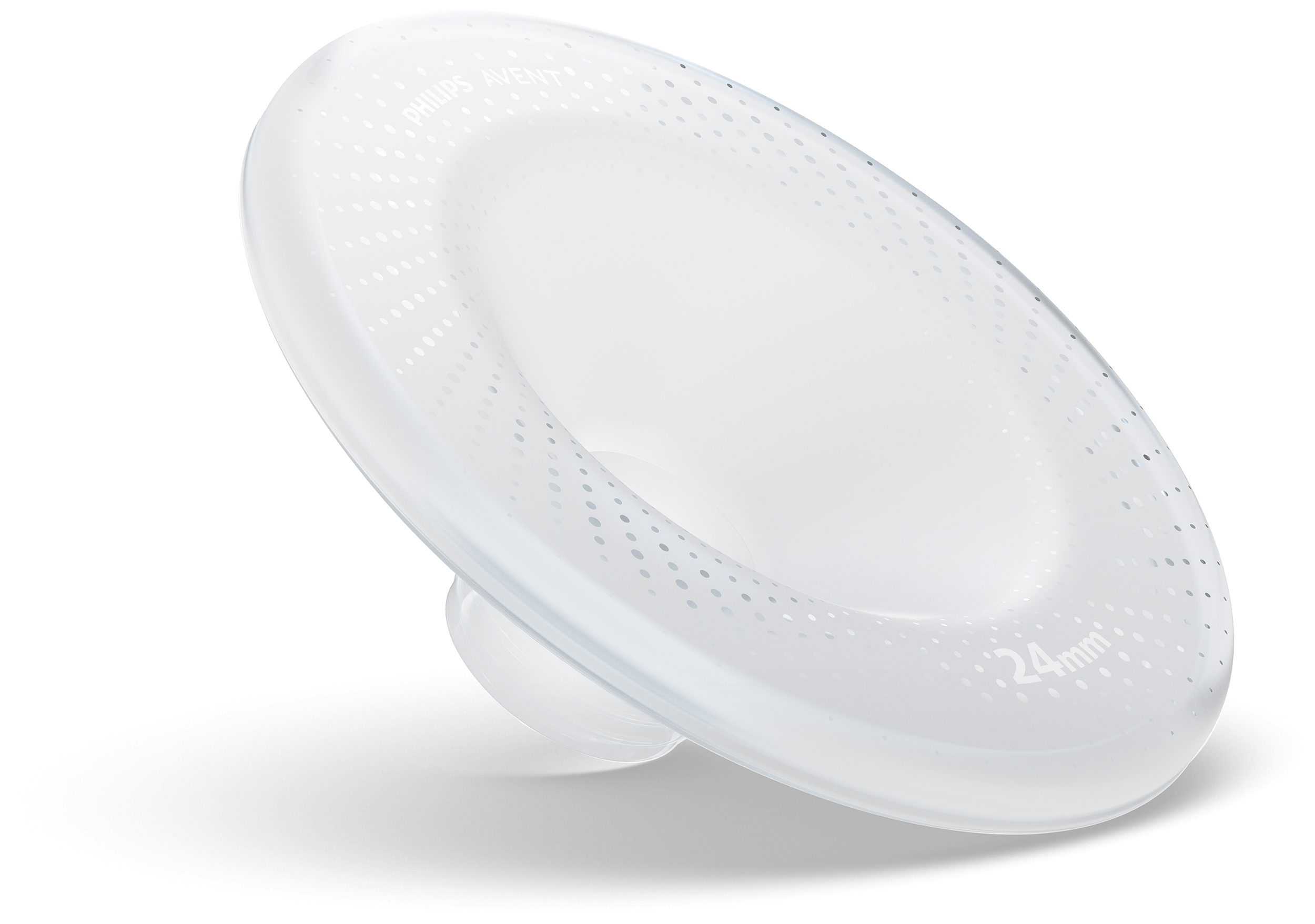 Fehér Philips Avent mellvédő, 24mm méretű, szögben.