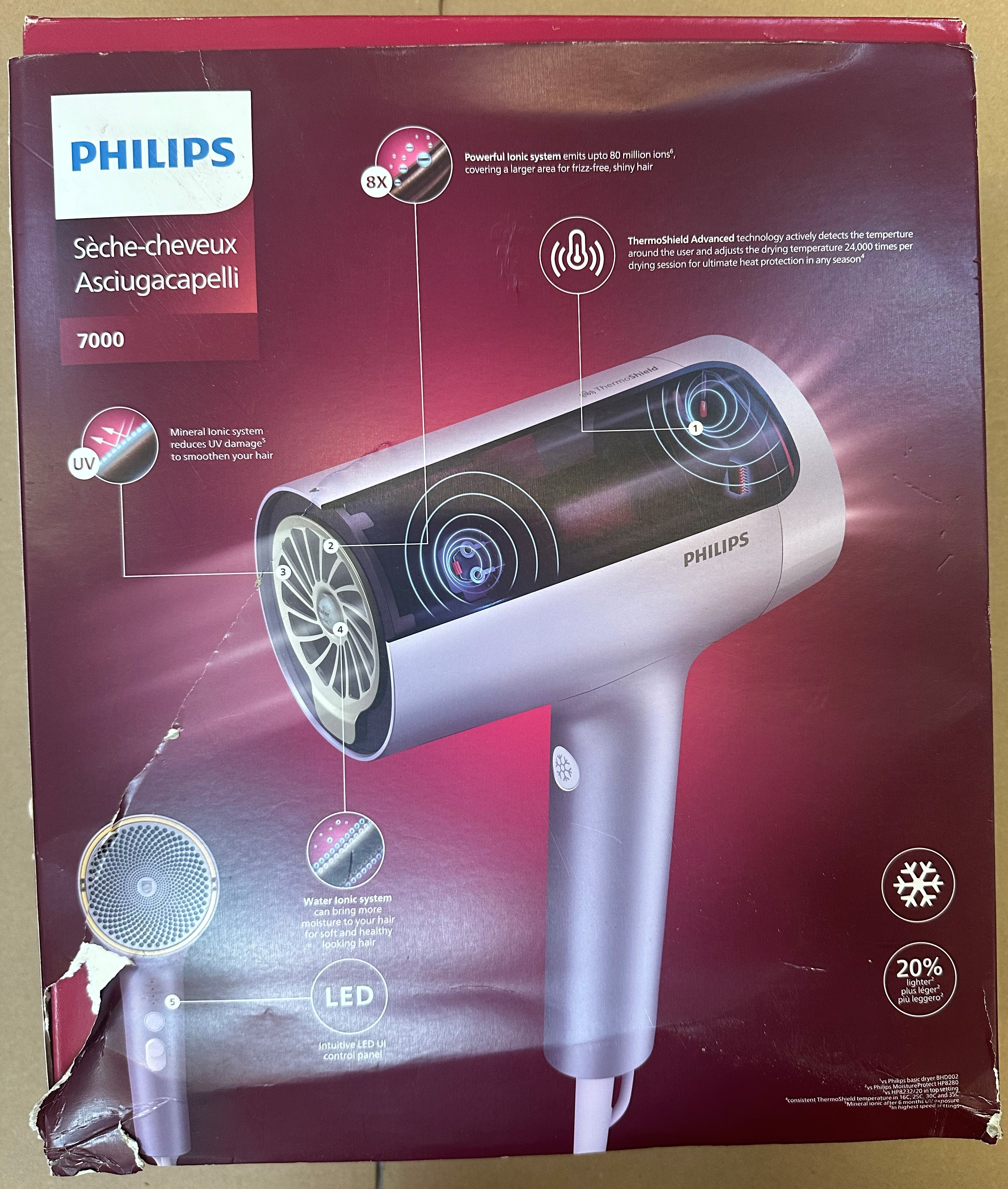 OUTLET Suszarka do włosów PHILIPS BHD720/10 Thermoshield Advanced 1800W Fioletowy metaliczny
