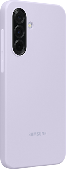 Lila színű Samsung telefon.