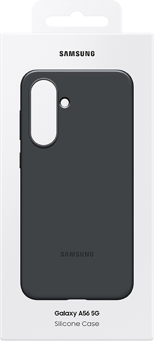 Egy doboz fekete telefontokkal. A tokot a Samsung logóval mutatják.