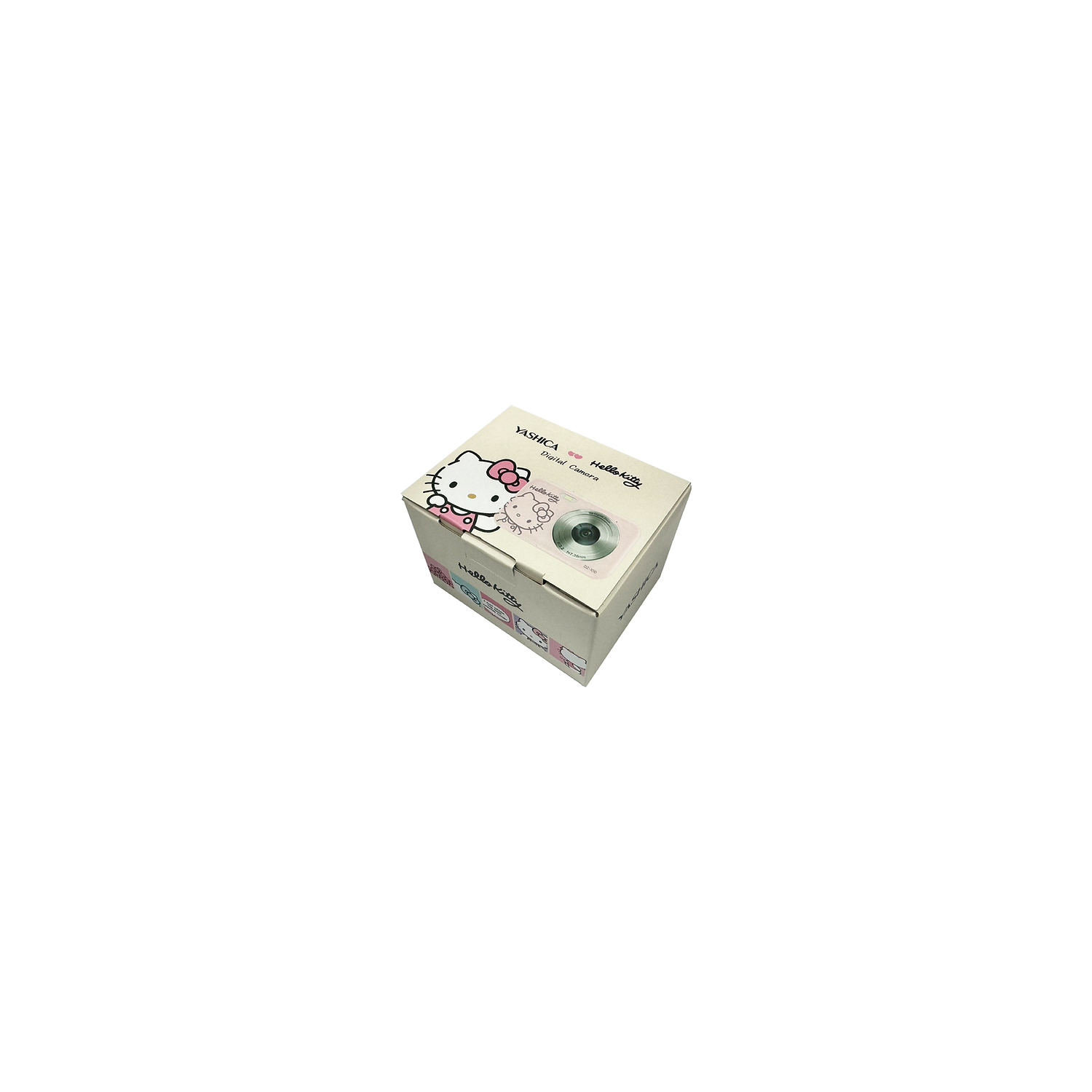 A Hello Kitty camera in a pink box.