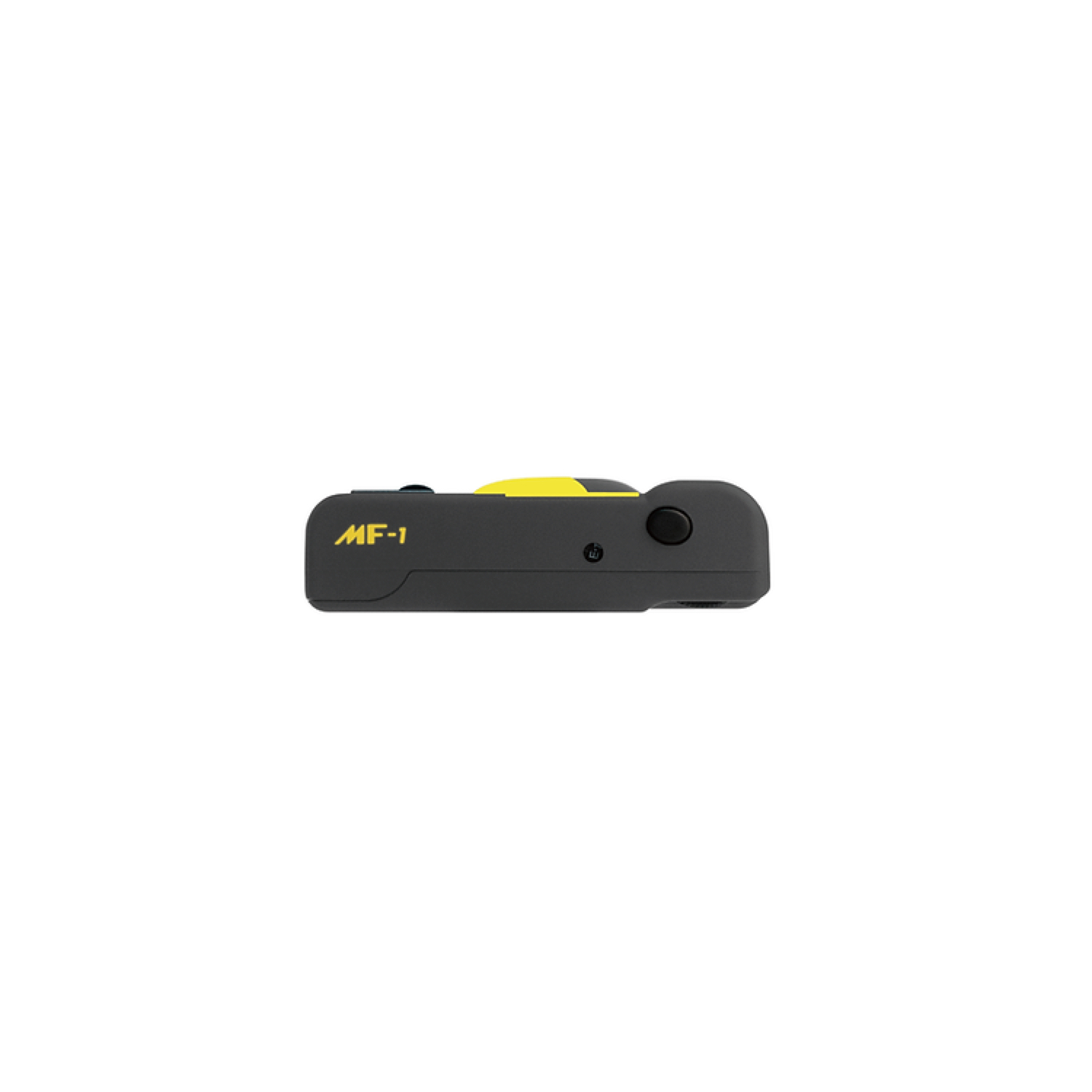 Een zwart en geel MF-1-apparaat. Het is horizontaal en in het midden geplaatst.