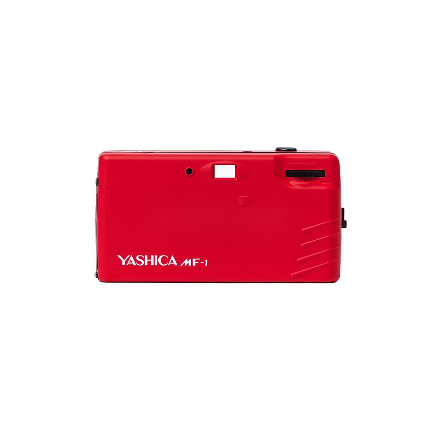 Rode Yashica MF-1 camerazijde met YASHICA MF-1.