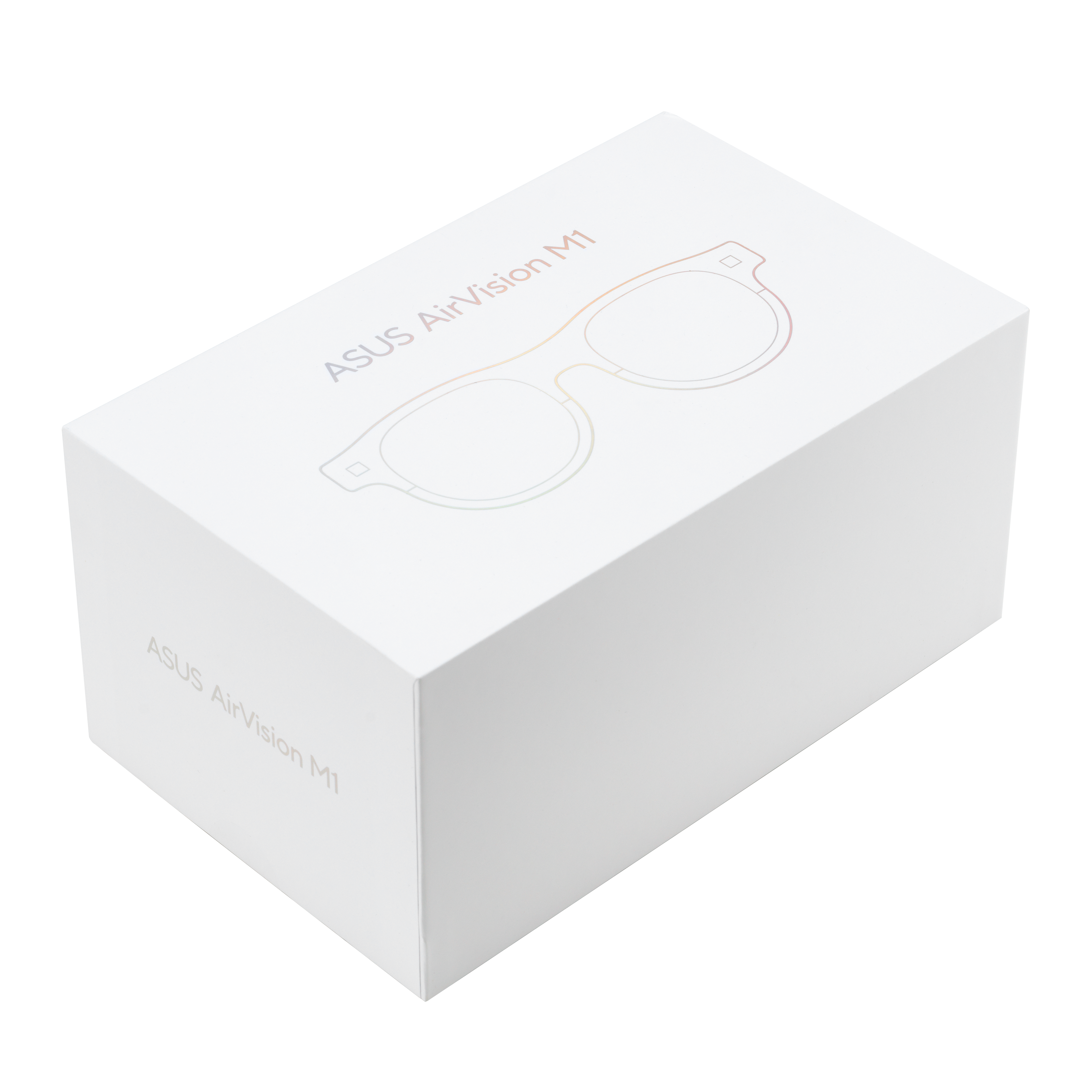 Weiße Box mit Brillen-Umriss, ASUS AirVision M1.