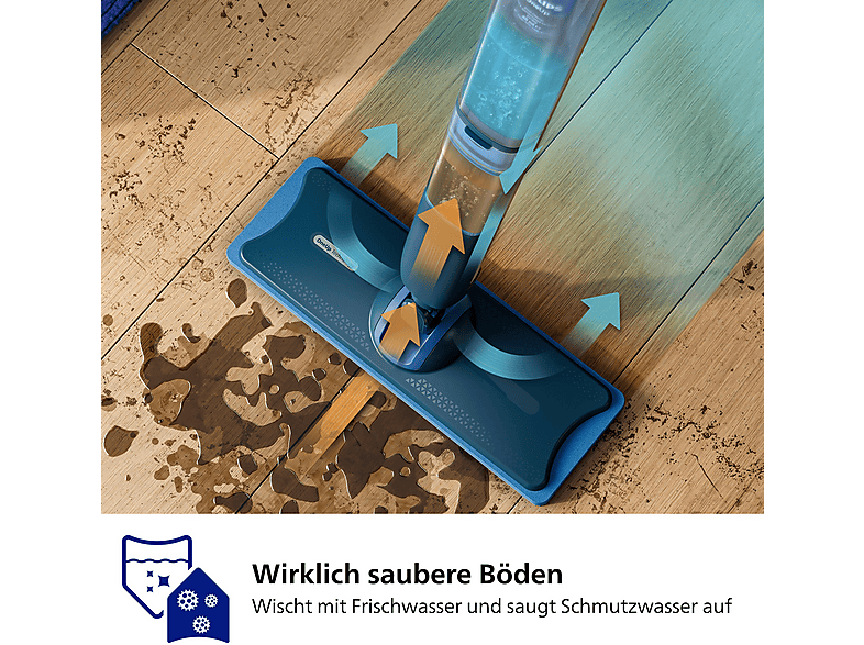 Thumbnail - PHILIPS XV5113/01 OneUp 5000 Series, 70 min Akku-Laufzeit, inkl. 1 Pad / 40 ml Reiniger Elektrischer Mopp, Akkubetrieb