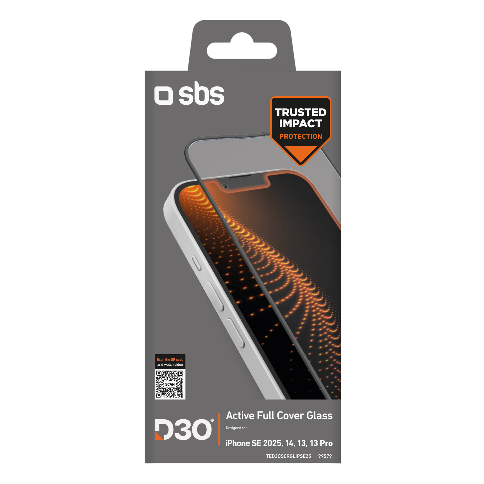 Handy-Displayschutzfolien-Verpackung mit Handy-Abbildung und Markenlabel.