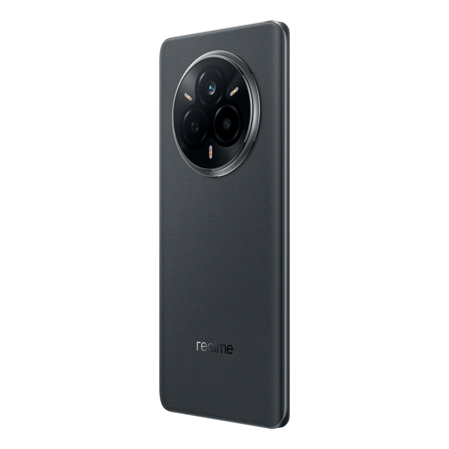 Un smartphone negro con un módulo de cámara trasera.