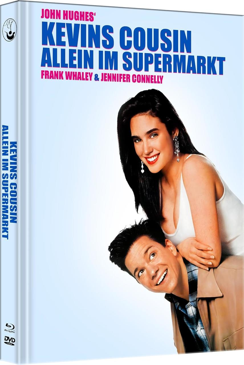 DVD-Cover von 'Kevins Cousin Allein Im Supermarkt'. Schauspieler sind u. a. Jennifer Connelly und Frank Whaley.