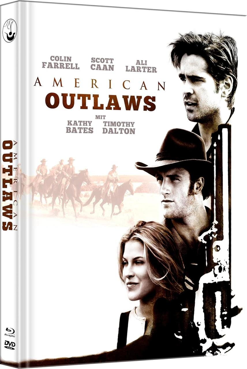 Filmcover: American Outlaws. Personen auf Pferden und in einer Gruppe.