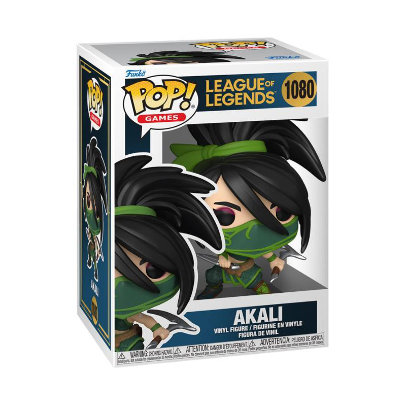 Funko Pop! Figurenbox von Akali aus League of Legends, vor weißem Hintergrund.