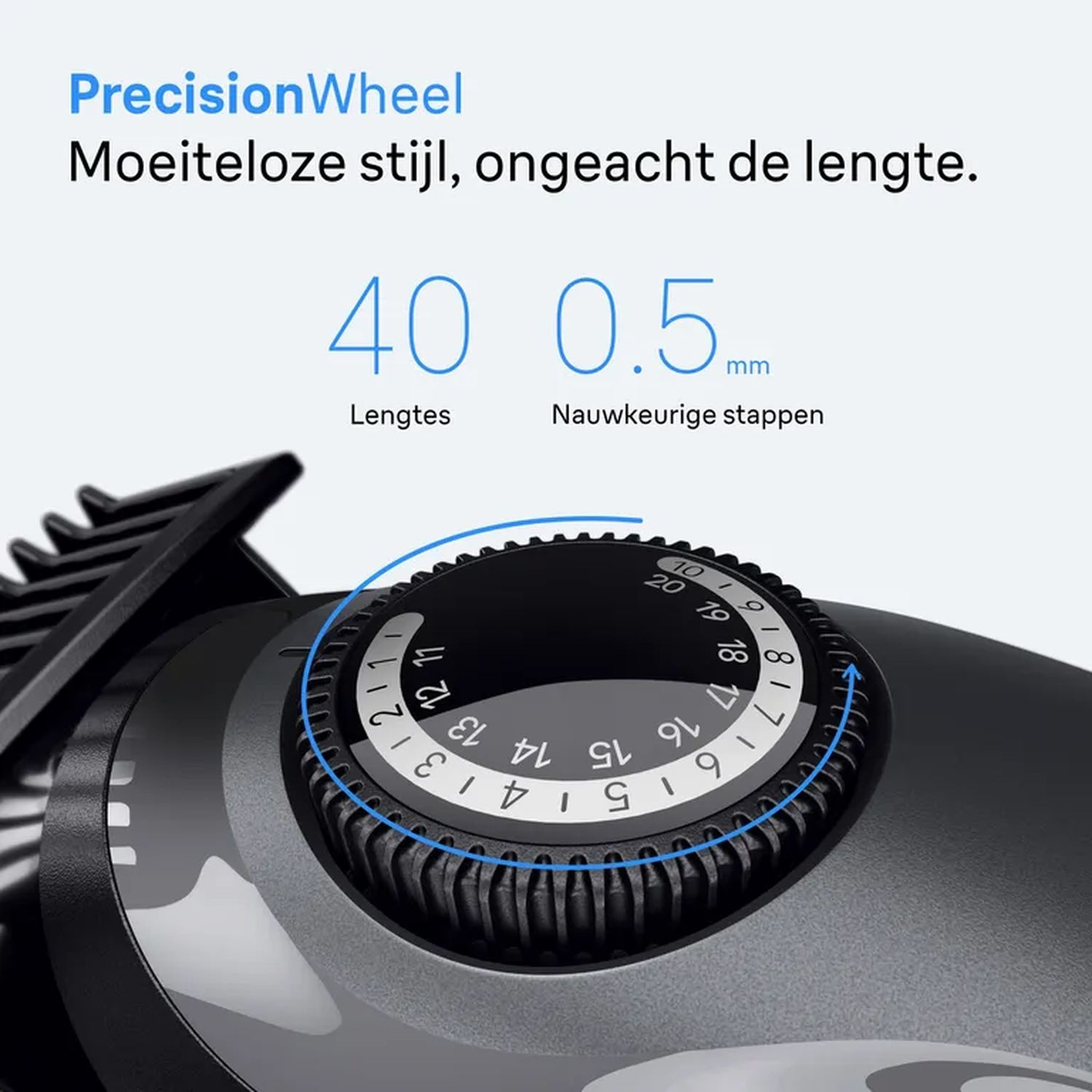 PrecisionWheel, close-up view, length and precise steps.