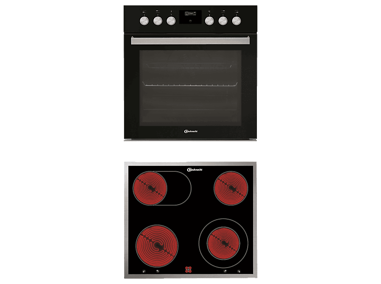 BAUKNECHT HEKO BLACK 500 P, Einbauherdset (Elektro-Kochfeld herdgebunden, A+, 65 l)
