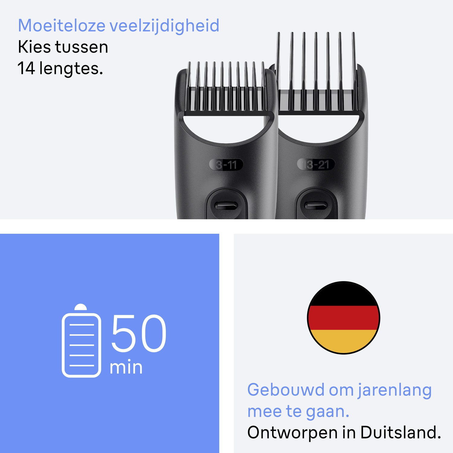 Two hair clippers with guards, other elements.