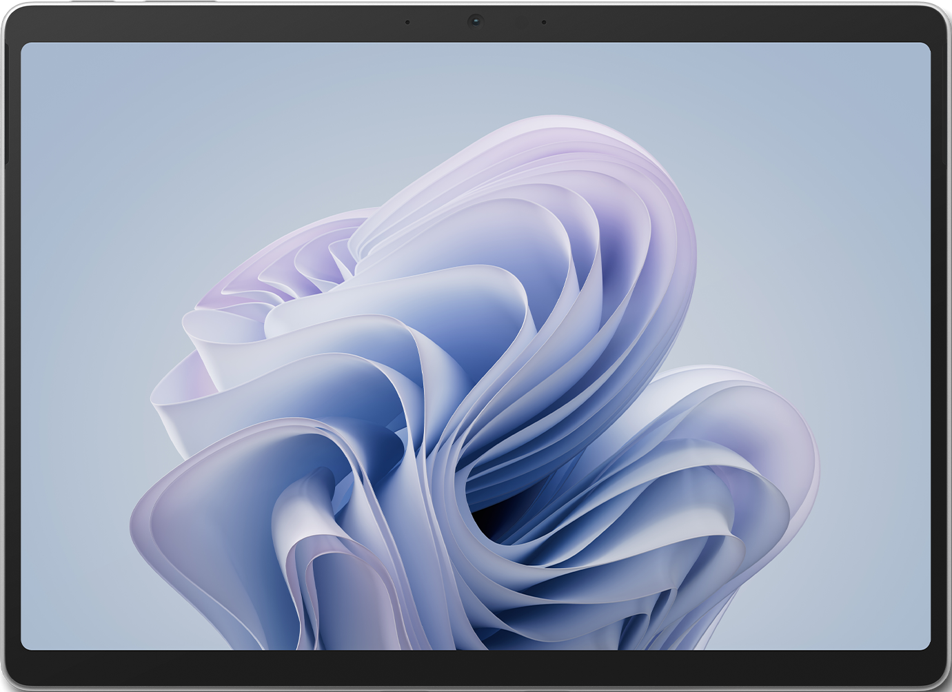 Tablet, Draufsicht, zeigt ein farbenfrohes abstraktes Bild, auf schwarzem Hintergrund.