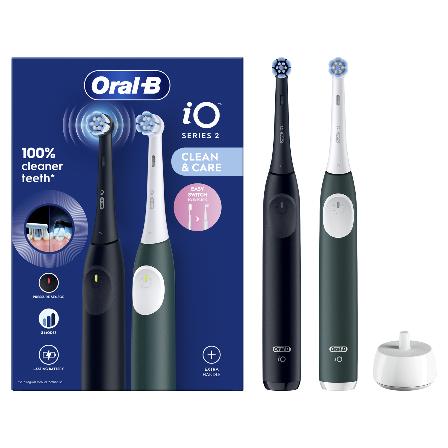 Oral-b Elektrische Tandenborstel Io2 Duo Zwart/groen Tandenborstel Voor Volwassenen Meerkleurig
