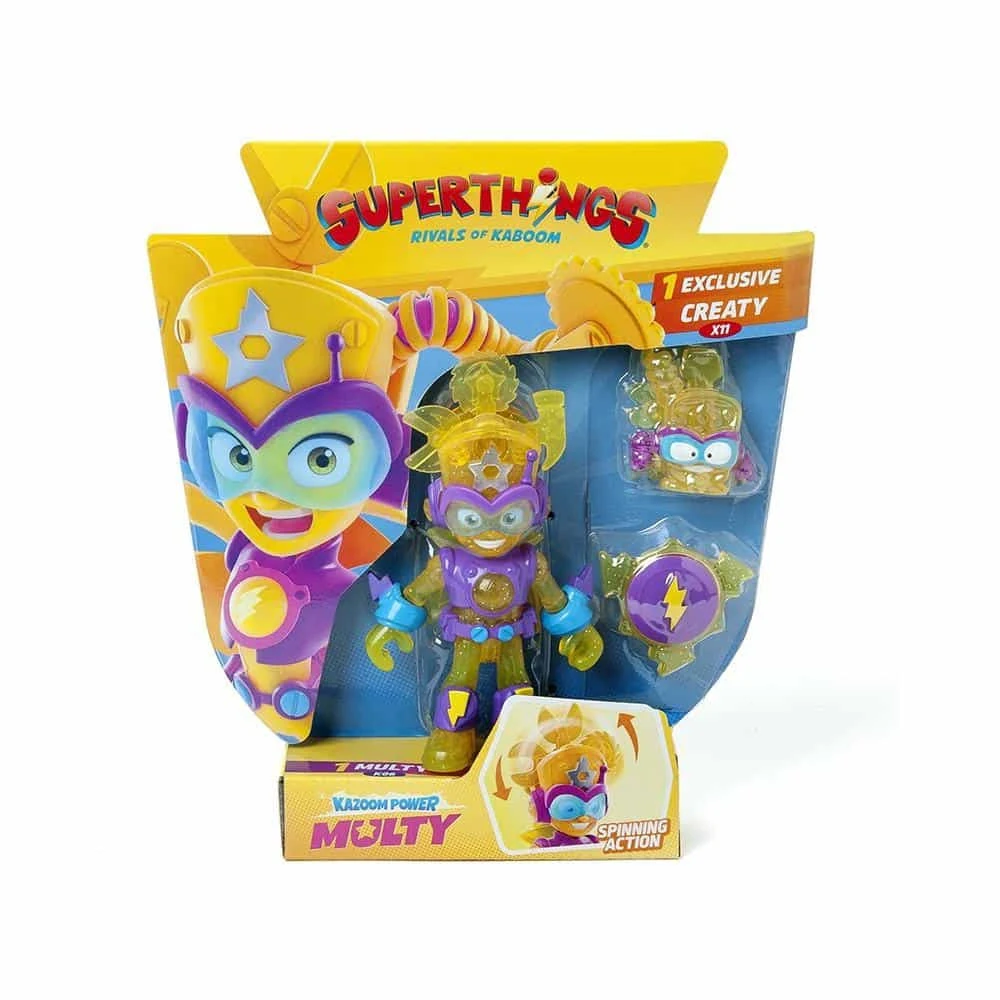 Un juego de juguetes SuperThings con figuras y accesorios.