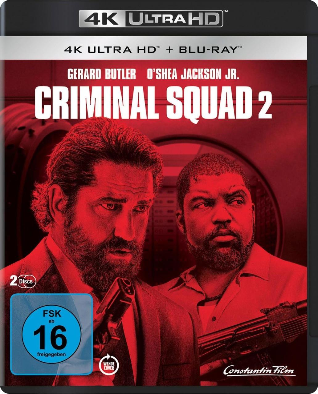 Criminal Squad 2 Blu-ray-Box, zwei Männer mit rotem Hintergrund.