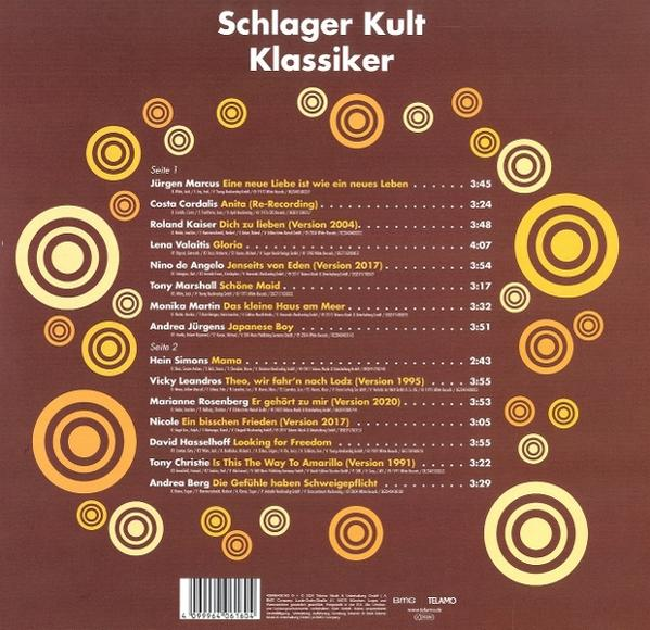 Albumcover mit Titelliste und verschiedenen kreisförmigen Designelementen.