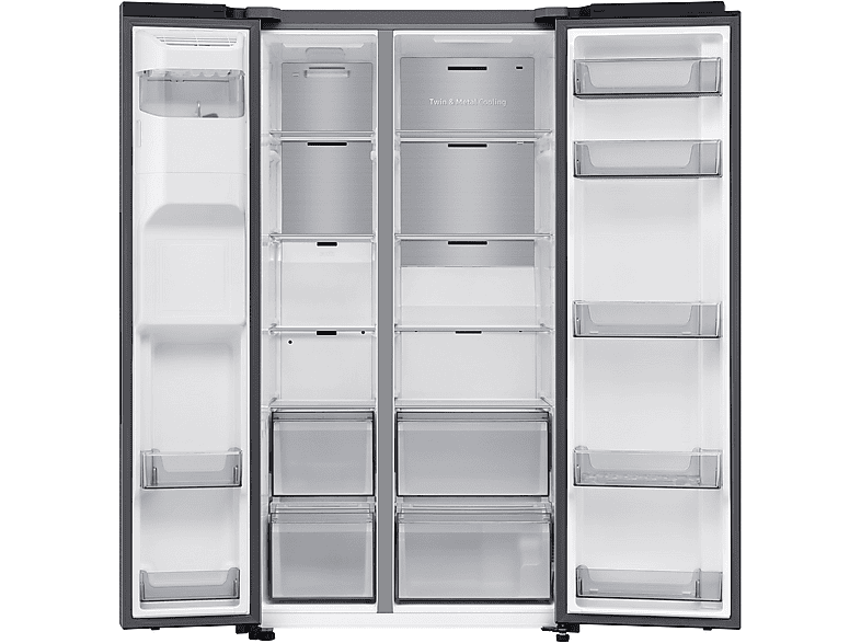 SAMSUNG RS70F66KBTEF Side-by-Side (634 l, B, 1780 mm hoch, Edelstahl Look)