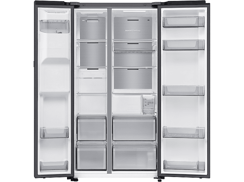 SAMSUNG RS80F65KDFEF RS80F Side-by-Side (635 l, D, 1784 mm hoch, Premium Black Steel)