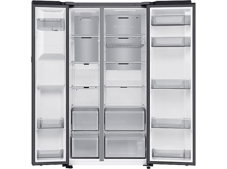 SAMSUNG RS80F66KCFEF Side-by-Side (634 l, C, 1780 mm hoch, Premium Black Steel)