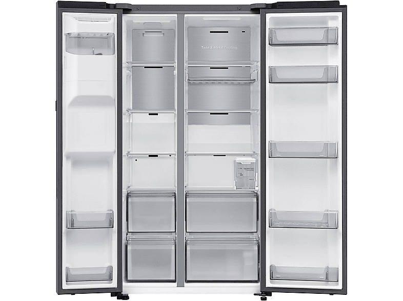 SAMSUNG RS80F67KCTEF Side-by-Side (634 l, C, 1780 mm hoch, Edelstahl Look)