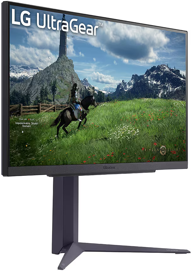 LG UltraGear gamer monitor, fantasy játékkal.