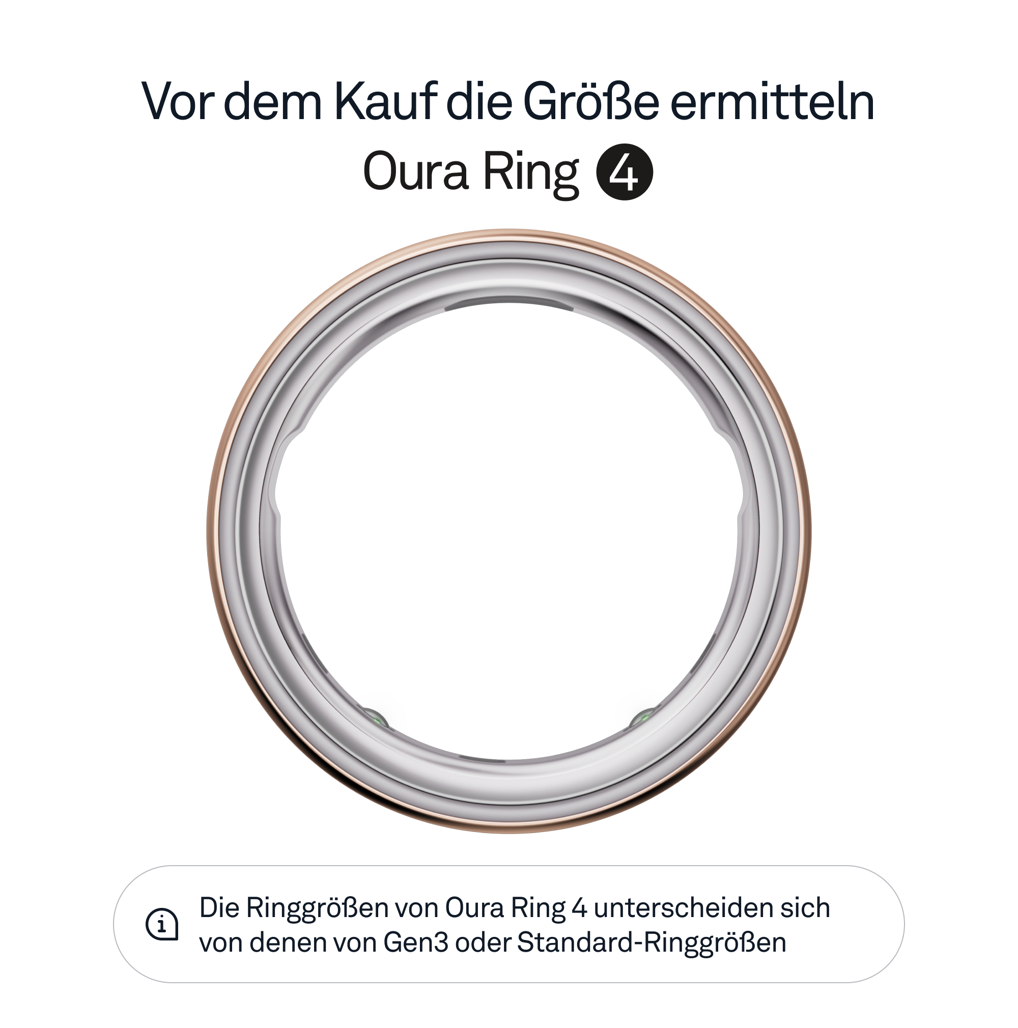 Ein roségoldener Oura-Ring. Der Ring befindet sich auf weißem Hintergrund. Das Bild ist eine Nahaufnahme.