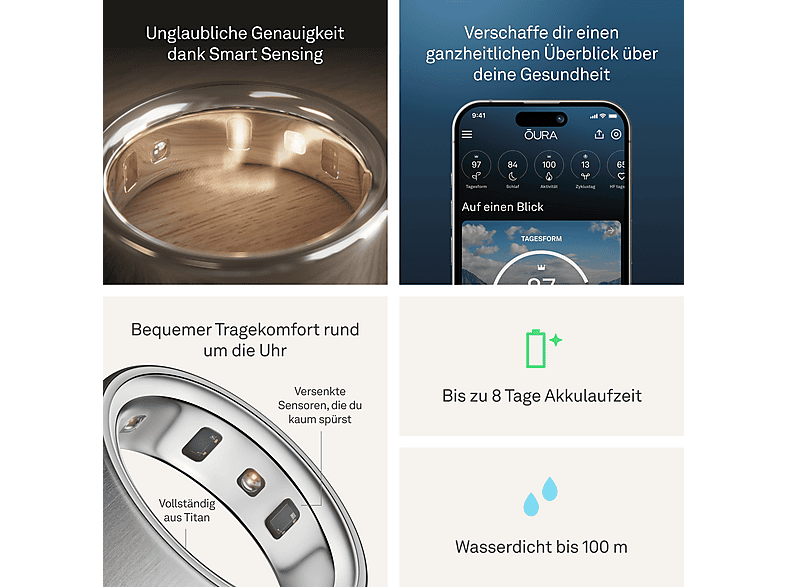 Thumbnail - OURA Ring 4, Größe 13, Brushed Silver, Smart