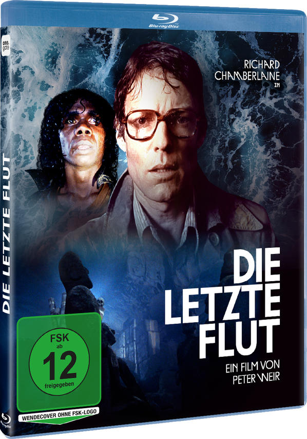 DVD-Cover für "Die Letzte Flut". Ein Mann mit Brille steht im Fokus. Deutscher Text.